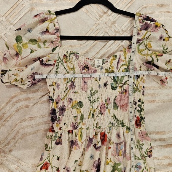 H&M Smocked Bust Watercolour Floral Dress S - Picture 5 of 6